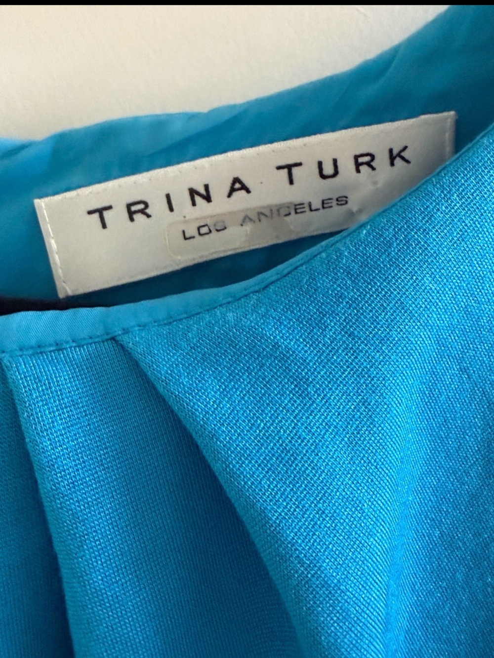 Trina Turk Turquoise Blue Dress Gold Ring Waist Cocktail Party